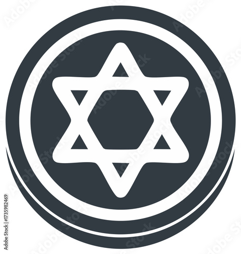 Star of David religious symbol within a circular emblem icon for faith and spirituality
