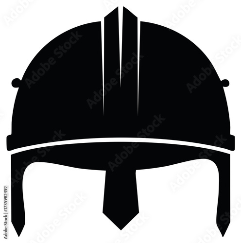 Black silhouette of a classic ancient warrior helmet or medieval knight head protection graphic icon