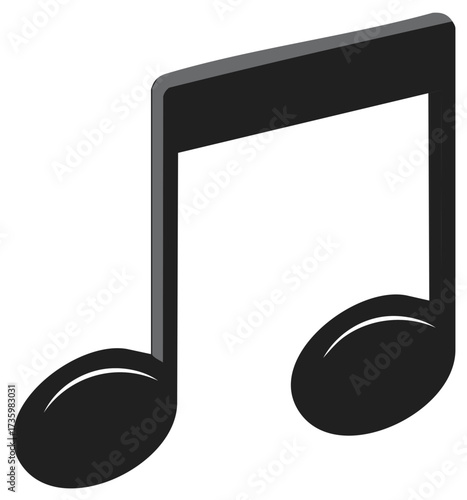 Stylized Illustration of a Black Musical Note Symbol