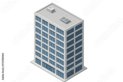 Isometric apartment building representing urban architecture and real estate development on transparent background