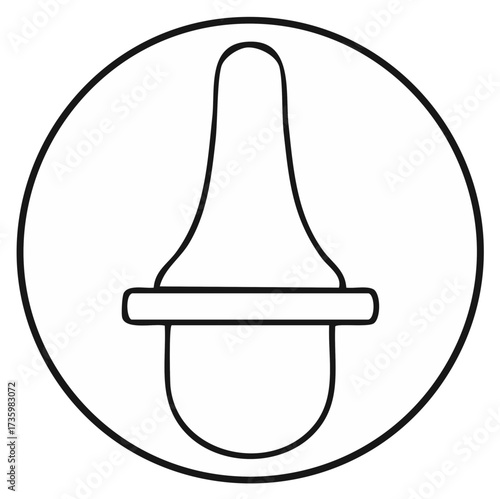 Baby pacifier simple outline in circular frame teething soother simple line art
