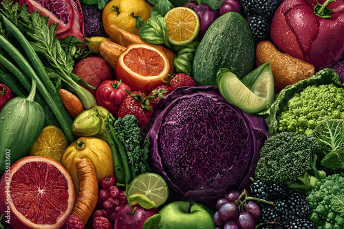 Wallpaper Mural A colorful and diverse collection of fresh fruits and vegetables, offering a healthy and delicious variety for any meal Torontodigital.ca
