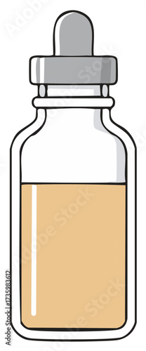 Dropper Bottle with Liquid Medicinal Fluid Vector Illustration