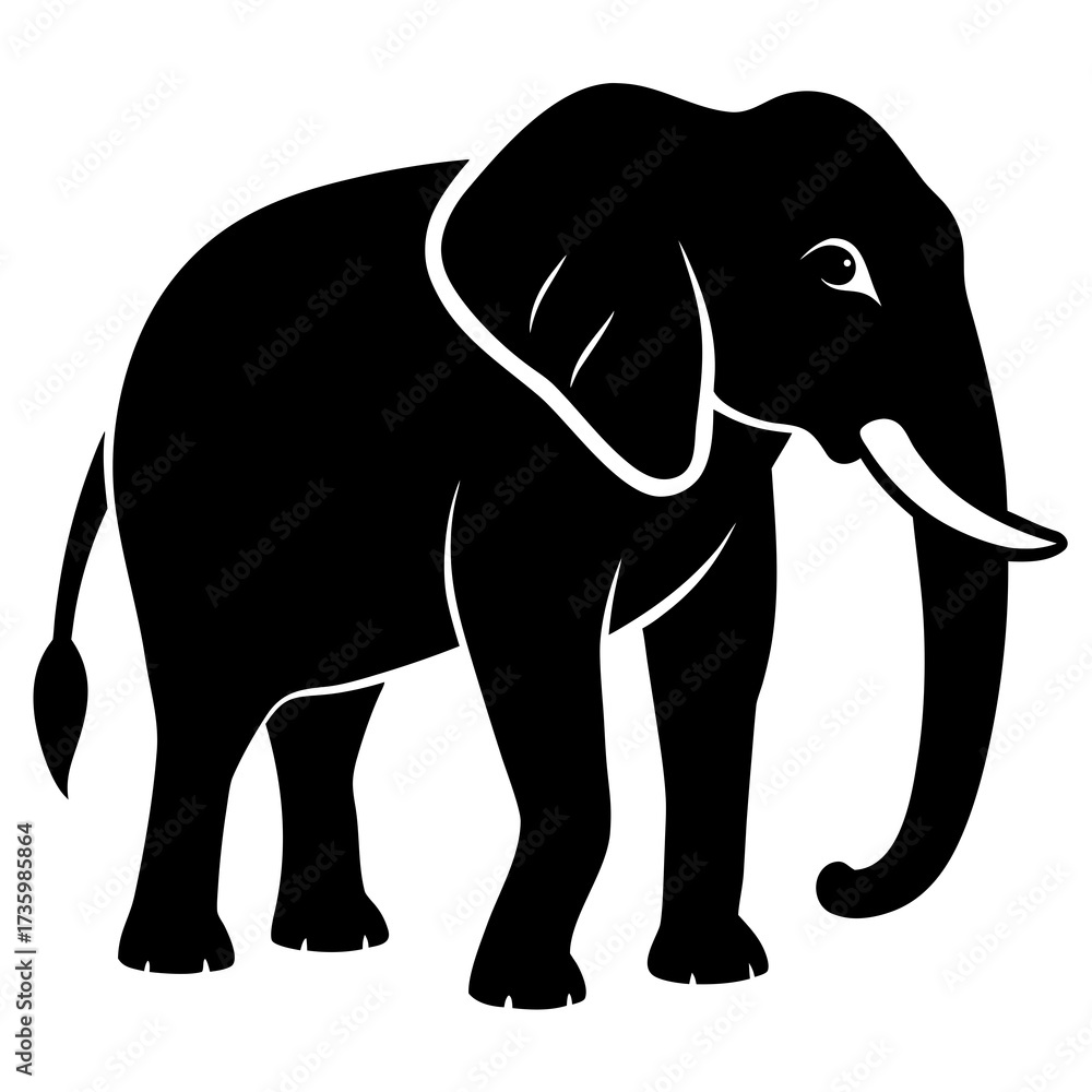 Fototapeta premium Elephant Vector Illustration on White Background