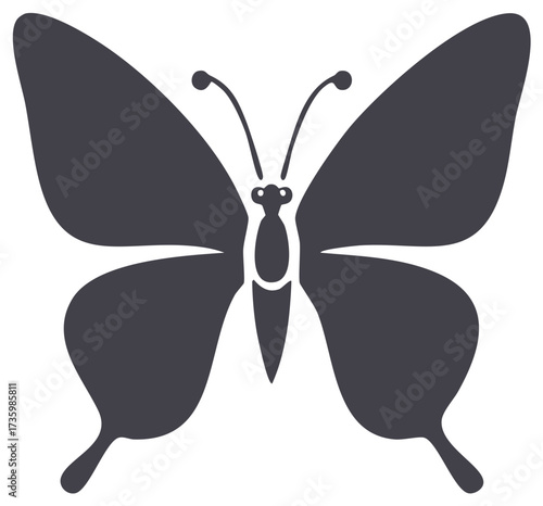 Elegant Butterfly Icon Flat Design Beautiful Wings and Antennae Graphic Illustration Entomology Symbol Nature Motif