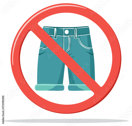 Forbidden shorts attire symbol indicating dress code prohibition or casual wear restriction