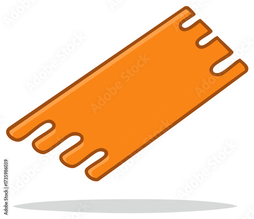 Bright Orange Plastic Splint for First Aid Emergency Care in Cartoon Style with Rounded Edges