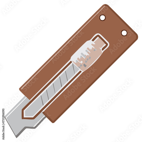 Brown utility knife graphic illustration on a white background