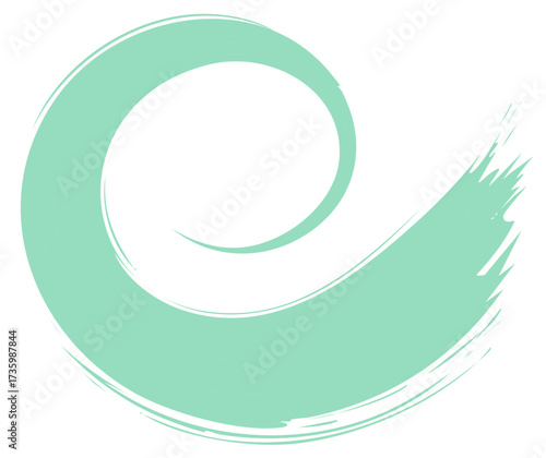 Abstract brushstroke swirl design in light green tones on a white background