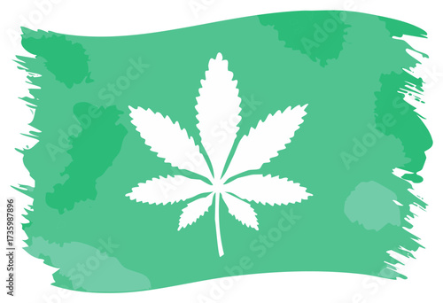 Marijuana Leaf Flag Style Vector Illustration on Textured Green Backdrop