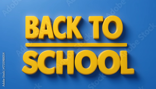Vibrant back to school text with line on blue background, ideal for educational and marketing designs