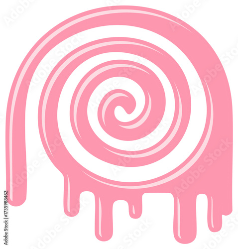 Pink swirl illustration with dripping effect. Sweet dessert design.