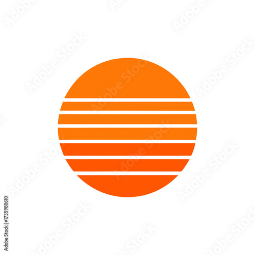 Retro sunset vector graphic with orange hues and horizontal stripes scalable illustration