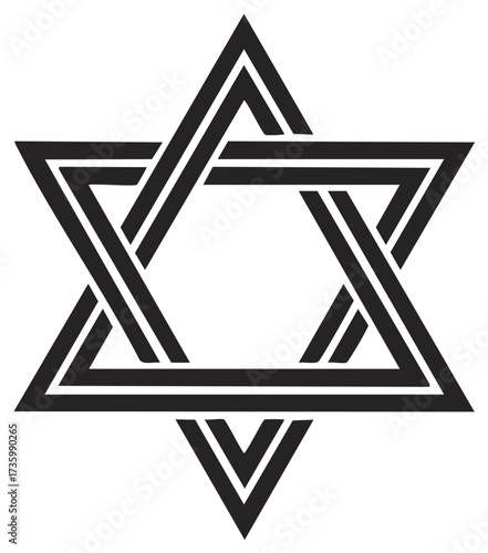 Star of David double line geometric abstract Jewish religious spiritual symbol black icon