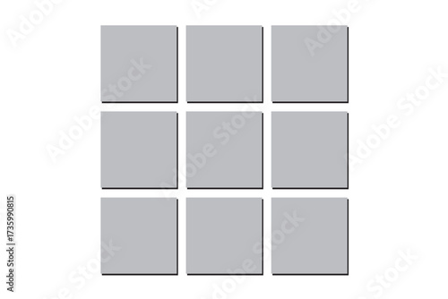 Asymmetrical 8 Photo Collage Vector Illustration. Creative Collage Template with Modern Frames for Album, Portfolio, and Presentation Layouts