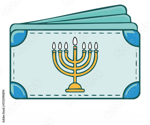 Wallet Illustration Decorated with Menorah Holiday Celebration Icon
