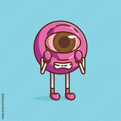 Simple Cute Eye Char with Red Eye Irritation Cartoon vector illustration Eye Sight Day concept icon isolated