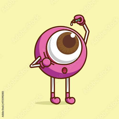 Simple Eye Char Using Eye Drops Cartoon vector illustration Eye Sight Day concept icon isolated