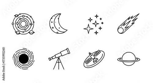 Celestial Wonders Icons of Space Exploration and Astronomical Phenomena