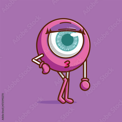 Simple Stylish Cartoon Eye Char with Makeup Look cartoon vector illustration Eye Sight Day concept icon isolated