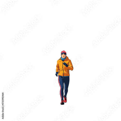 Man running in winter clothes