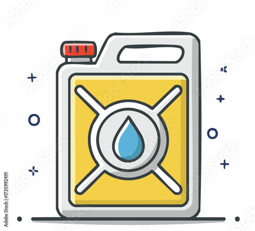 Yellow Container Illustrative Liquid Storage Can with Handle for Oil Water