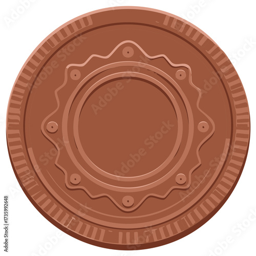 Vintage style copper coin or game token with decorative border and ribbed rim design