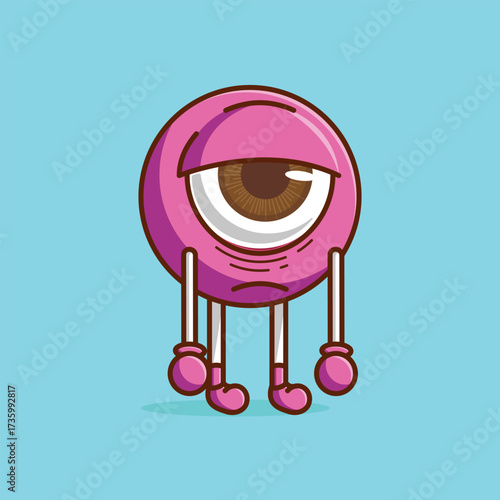 Simple Tired Eye Char cartoon vector illustration Eye Sight Day concept icon isolated