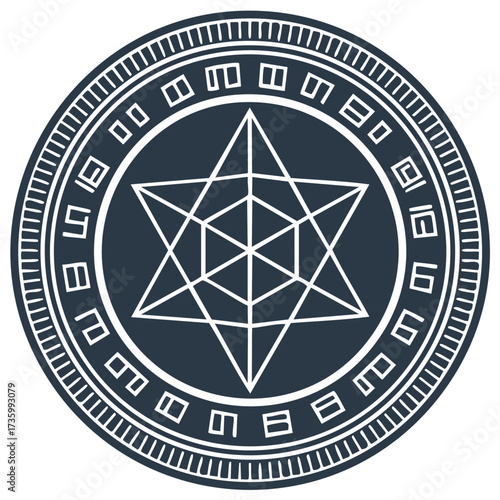 Esoteric Seal with Six-Pointed Star and Outer Ring of Symbols in Circular Form