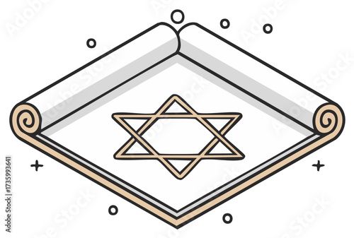 Star of David on a Scroll Religious Illustration
