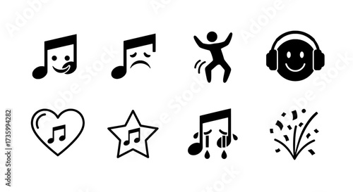 Music Emotion Icons Joy, Sadness, Love & Celebration