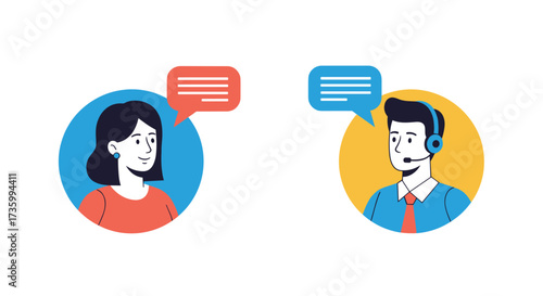 Customer service representatives communicating with clients through various channels and providing support.