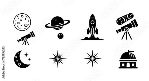Astronomy and Space Exploration Icon Set