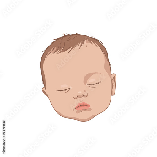 Close up of a sleeping babys face.