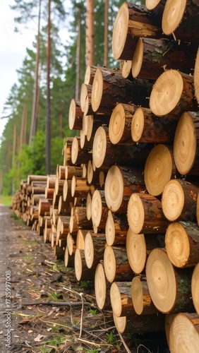 Stacked logs in a forest (5)