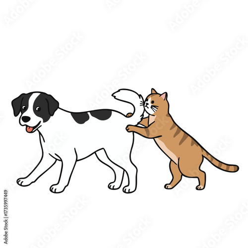 Cat and Dog Playing Together.