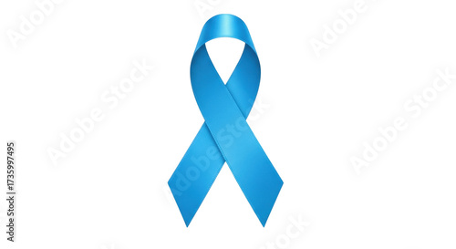 Quadro su tela Isolated light-blue awareness ribbon as a symbol of health issues and medical to