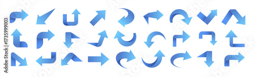 Set of blue arrow icons, pointing up, down, left and right icon, vector illustration 10 eps.