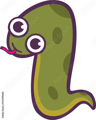 Adorable funny snake animal forming the number one for kids