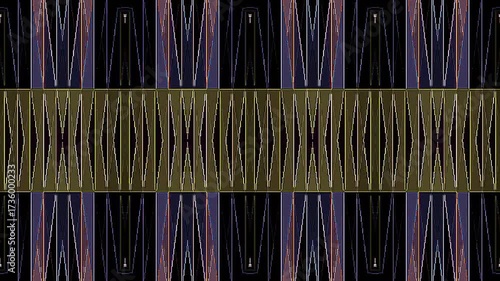 3D shining bright lines set wave motion, color full, on black background	