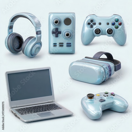 Pastel Blue Gaming Accessories and Laptop Collection