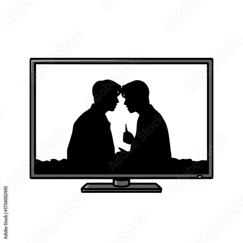 Two peoples silhouettes facing each other on television screen, suggesting conflict or intense conversation