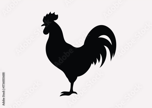 Black Rooster line art Vector silhouette