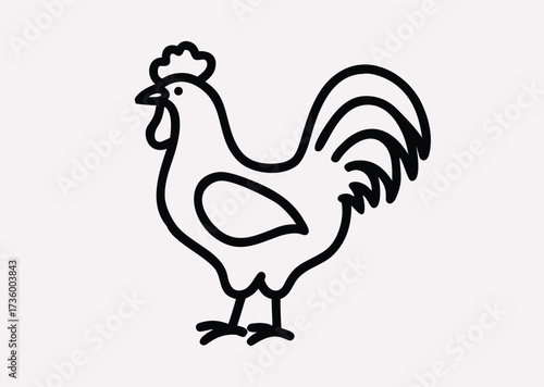 Black Rooster line art Vector silhouette