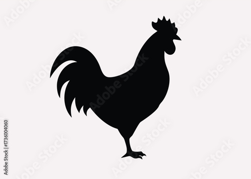 Black Rooster line art Vector silhouette