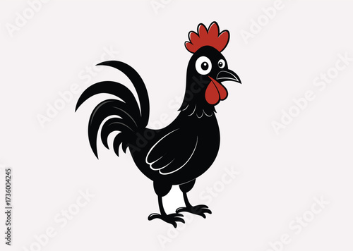 Black Rooster line art Vector silhouette