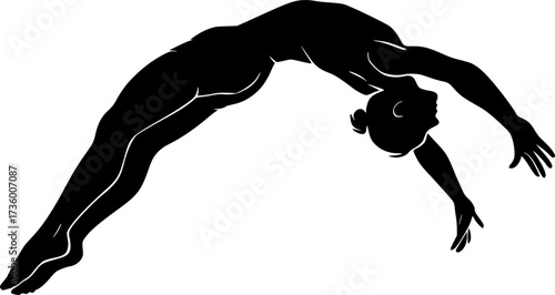 Abstract motion lines behind acrobat’s flight, modern vector design ideal for gymnastics posters, dynamic sports illustrations, and creative stock graphics