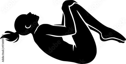 Minimalist silhouette of acrobat leaping into back tuck, vector design ideal for gymnastics posters, acrobatics illustrations, athletic icons, and dynamic stock graphics
