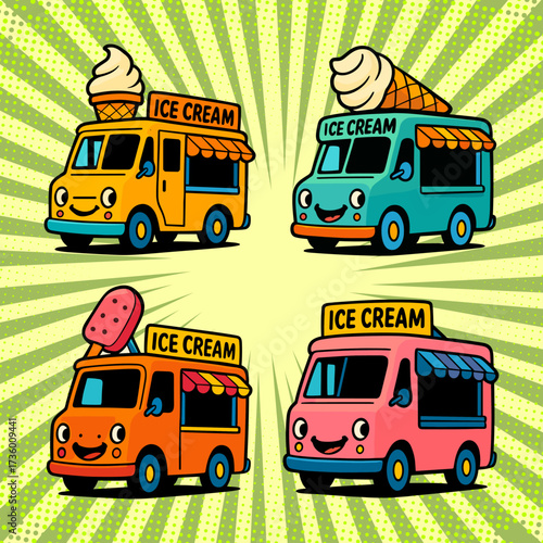 Ice cream food truck bundle with vintage vibe