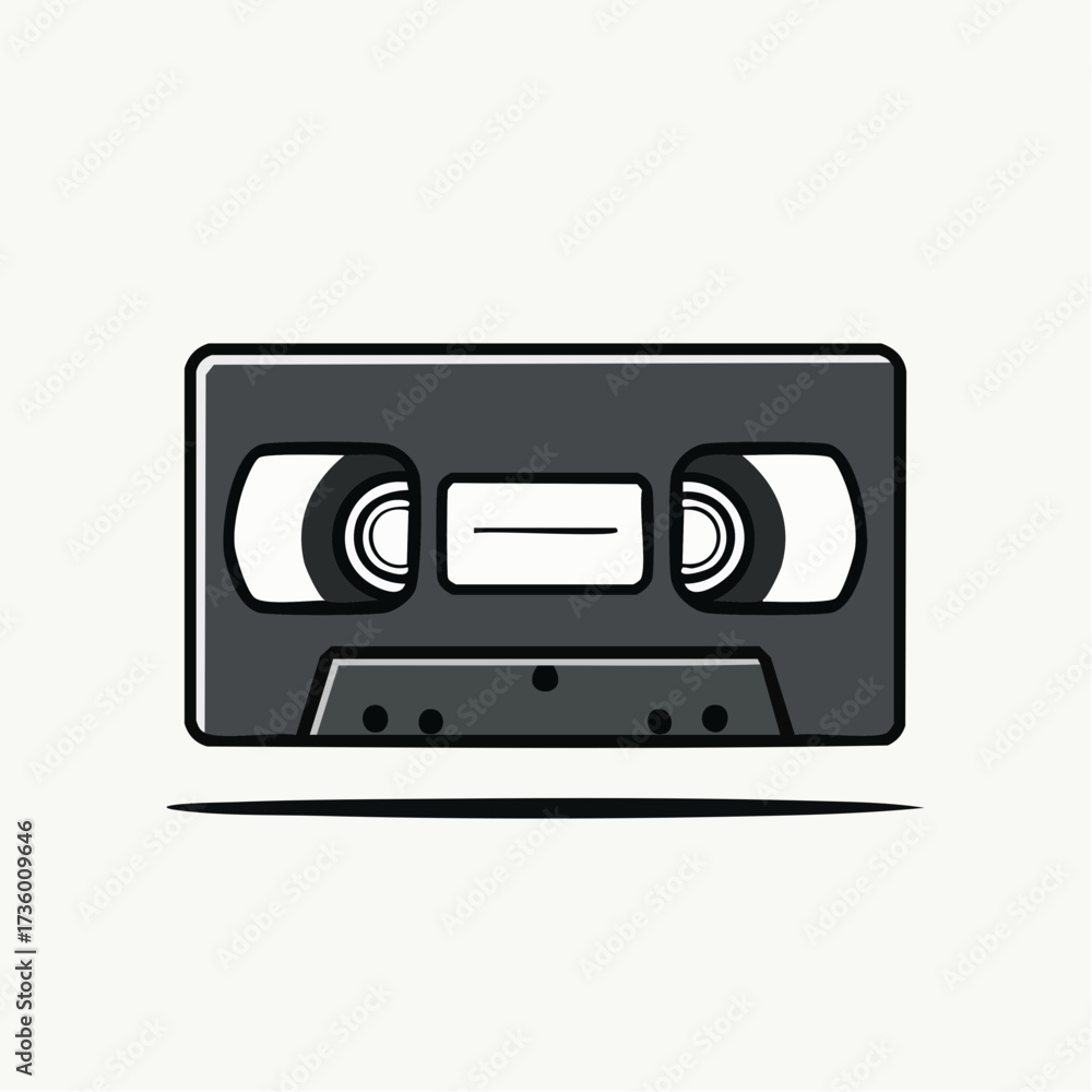 Fototapeta premium Minimalist Black and White VHS Tape Vector Icon